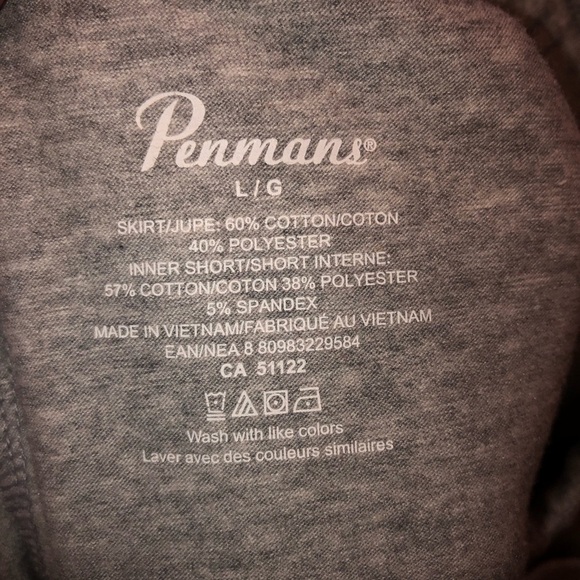 Penmans Gray Skirt with Inner Shorts size large - play it safe, be comfy used - Picture 9 of 10